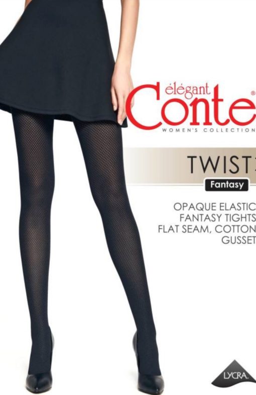 Twist strømpebukser i sort med hulmønster fra Conte