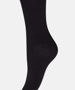 Black crew-length sock displayed against a light gray background